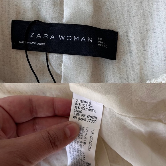 ZARA Woman Cream Peplum Zip Jacket with Gold Hardware L - Picture 6 of 12